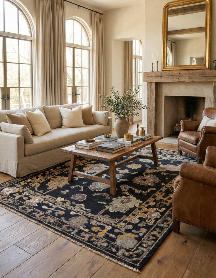 Detail image of 8' 1 x 10' 1  Hand Knotted Oushak Wool Rug