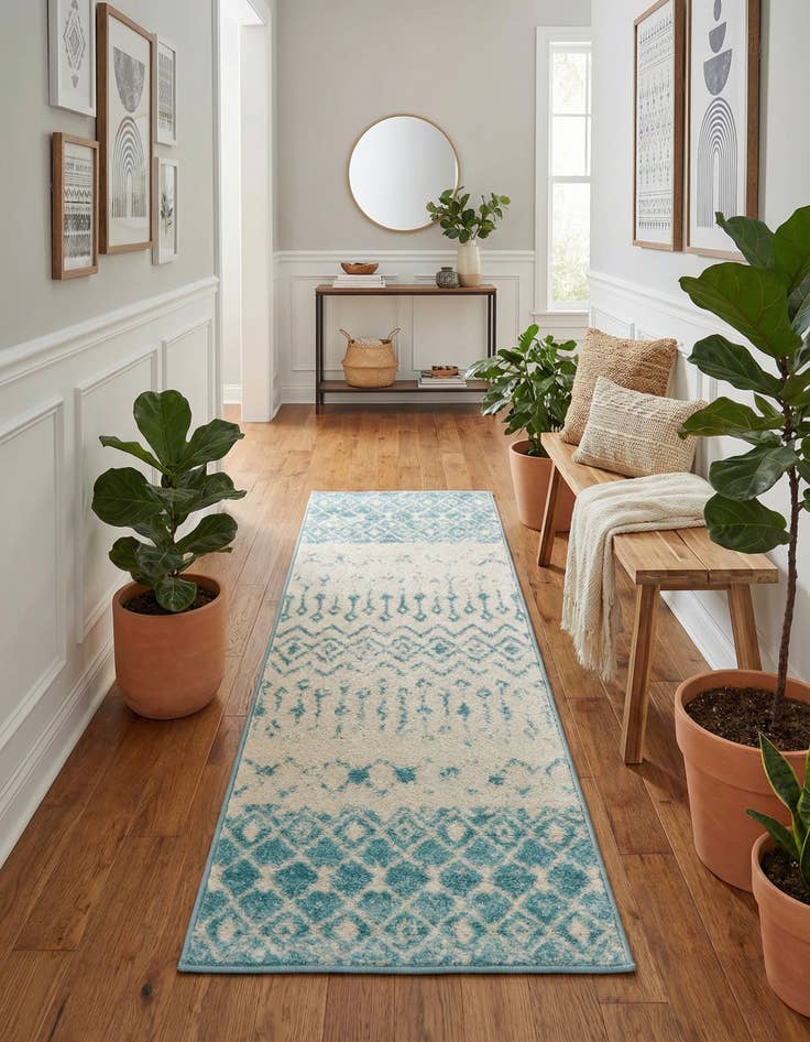 Detail image of  2' x 5' 3 Moroccan Trellis Runner Rug