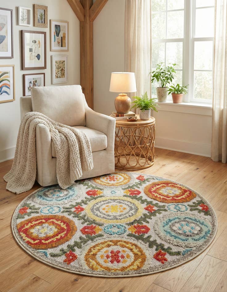Detail image of 3' x 3'  Washable Casablanca Indoor / Outdoor Round Rug
