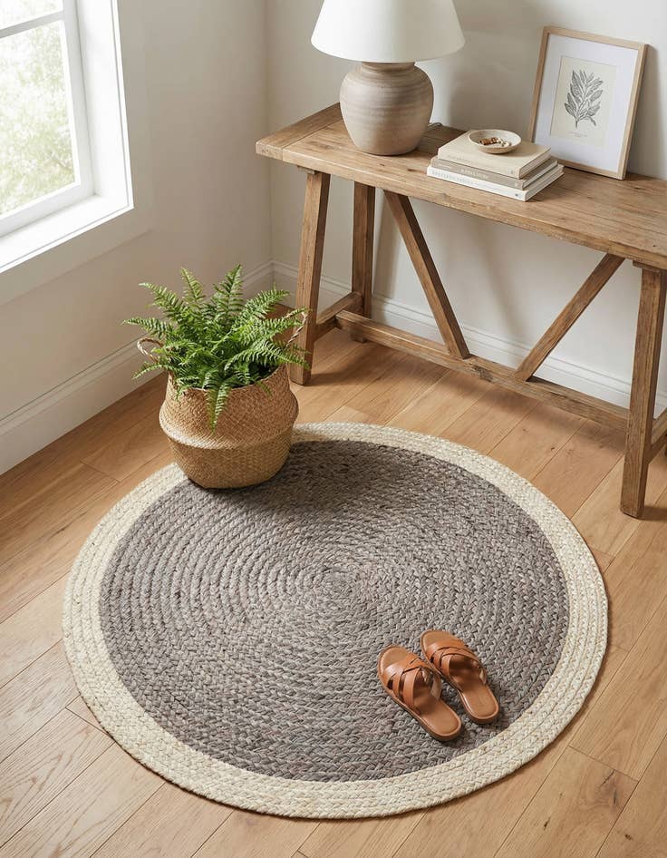 Detail image of  3' 1 x 3' 1  Hand Braided Jute Round Rug