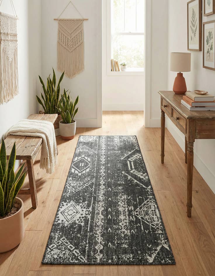 Detail image of 2' x 6' Easy-Clean Bohemian Indoor / Outdoor Runner Rug