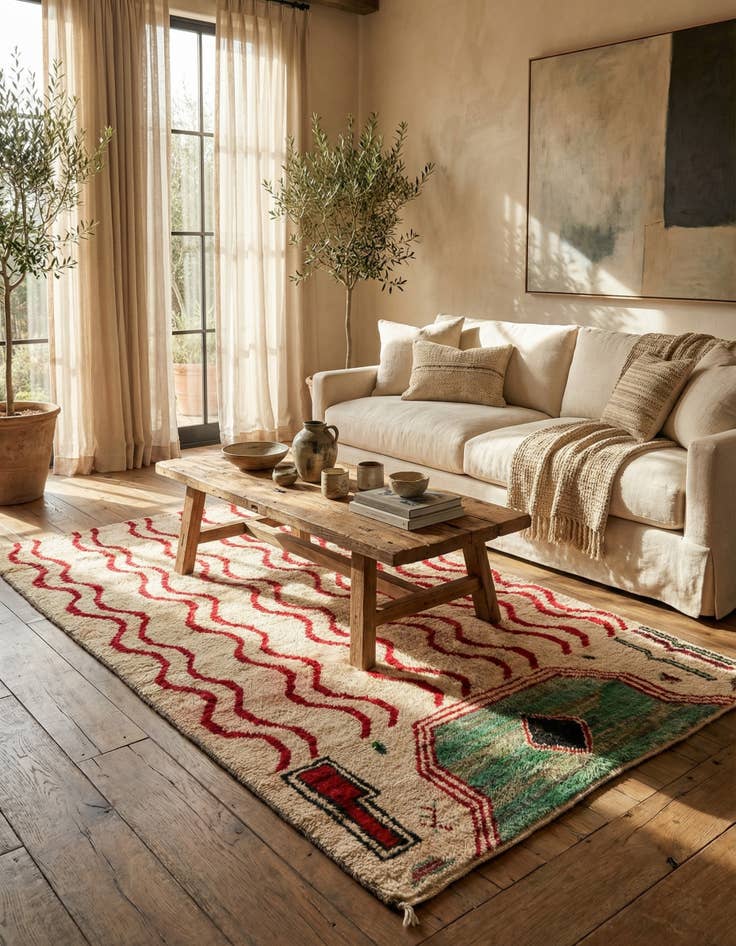 Detail image of 5' x 8'  Hand Knotted Moroccan Wool Rug