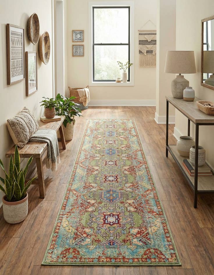 Detail image of 2' 7 x 13' Aqua Runner Rug