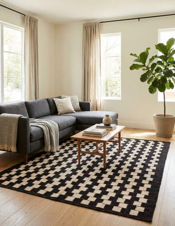 5' x 6' 4 Hand Woven Kilim Modern Wool Rug