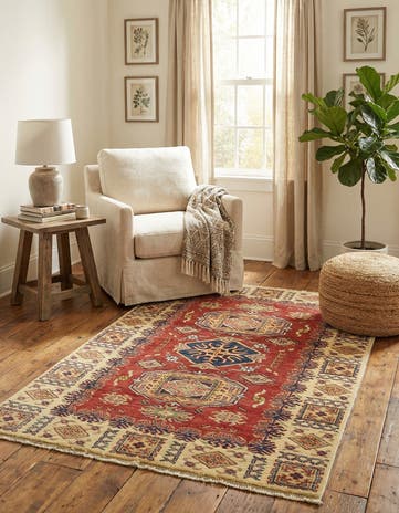 3' 5 x 4' 10 Hand Knotted Kazak Oriental Rug
