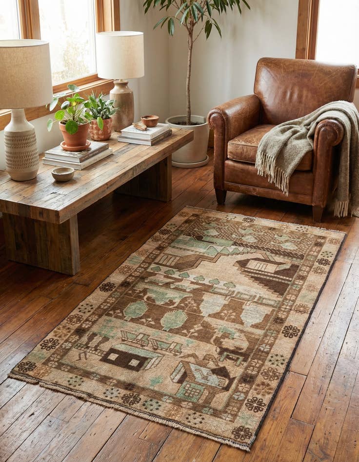 Detail image of 3' 5 x 5' 10  Hand Knotted Ultra Vintage Persian Wool Rug