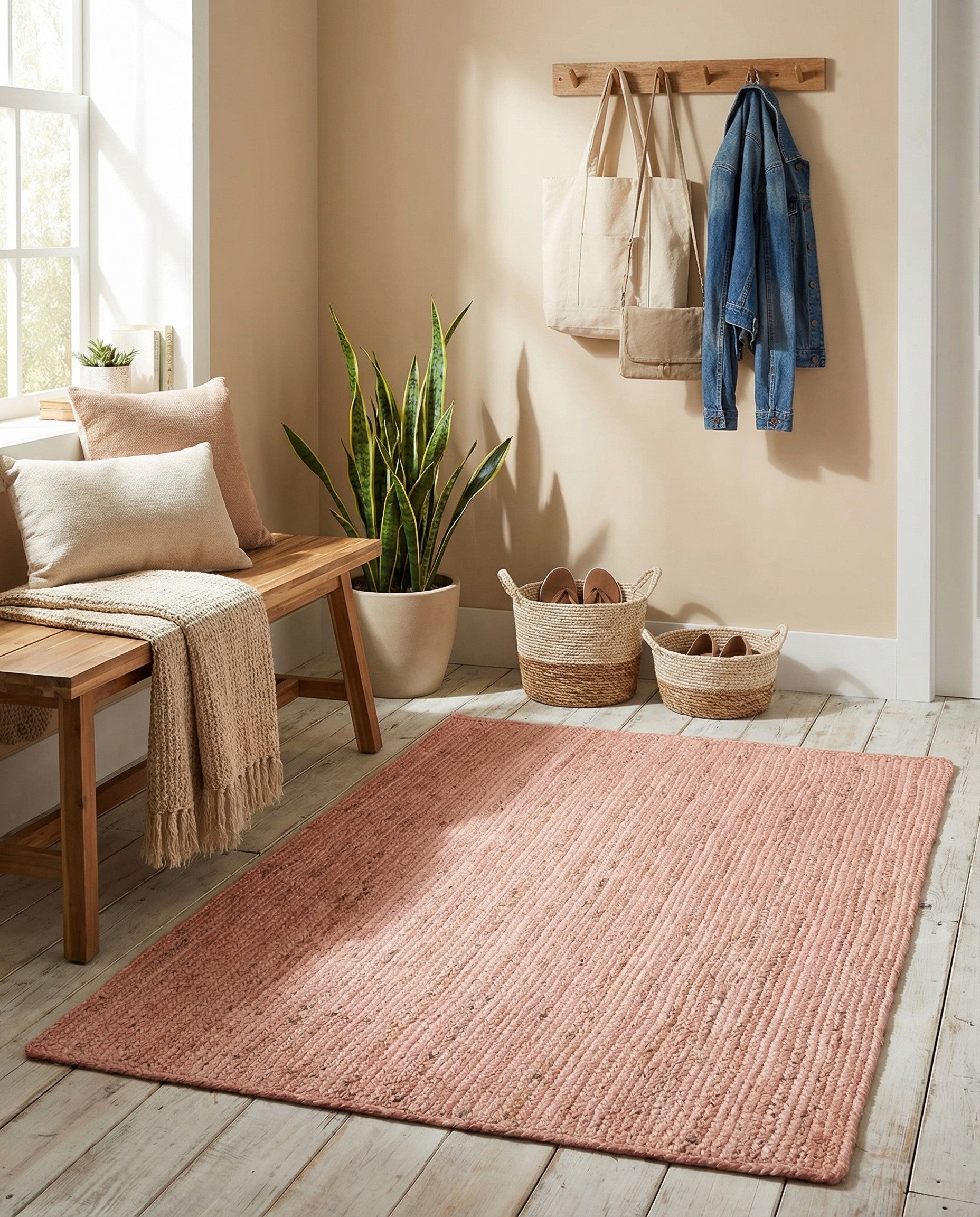  4' 1 x 6' 1  Hand Braided Jute Rug