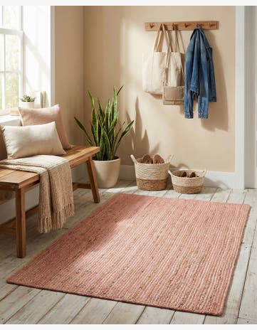 Light Pink Handmade Braided Jute Rug