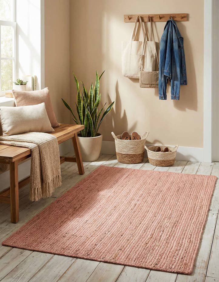 4' 1 x 6' 1 Handmade Braided Jute Rug
