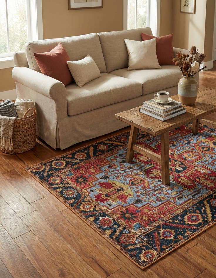 Detail image of  3' 3 x 5' 3  Washable Traditional Indoor / Outdoor Rug