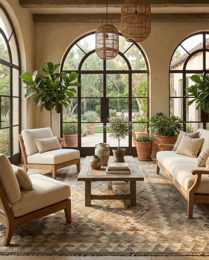 5' 4 x 6' 7 Hand Woven Kilim Maymana Wool Rug