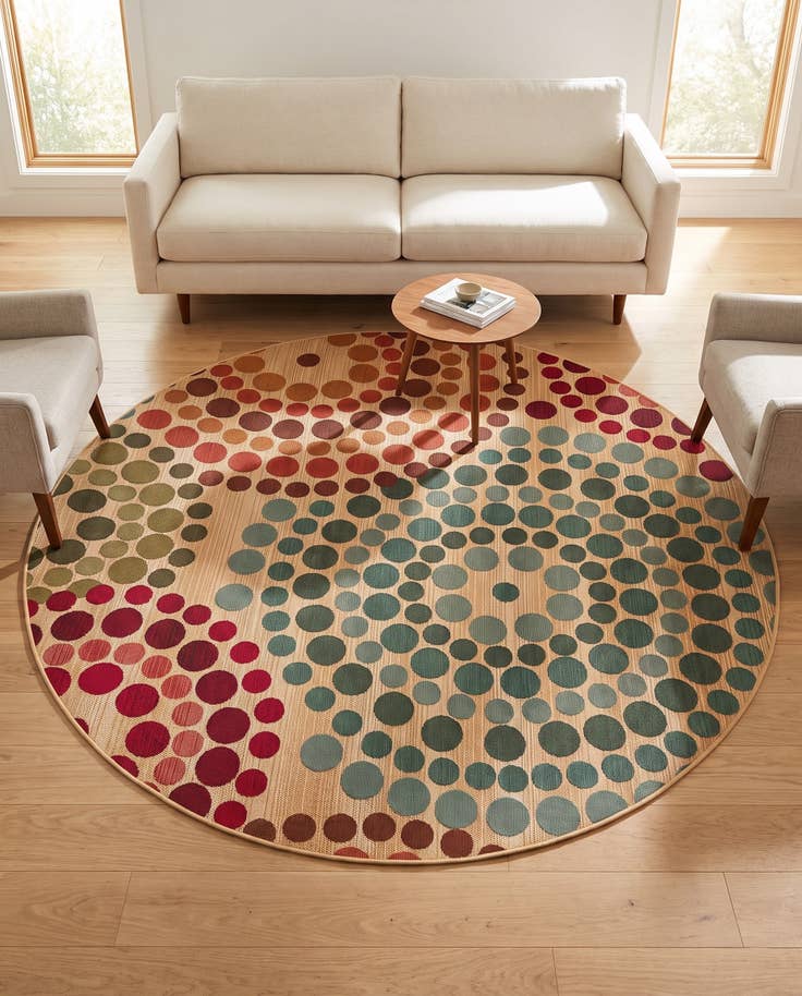 Detail image of 6' x 6' Easy-Clean Modern Indoor / Outdoor Round Rug