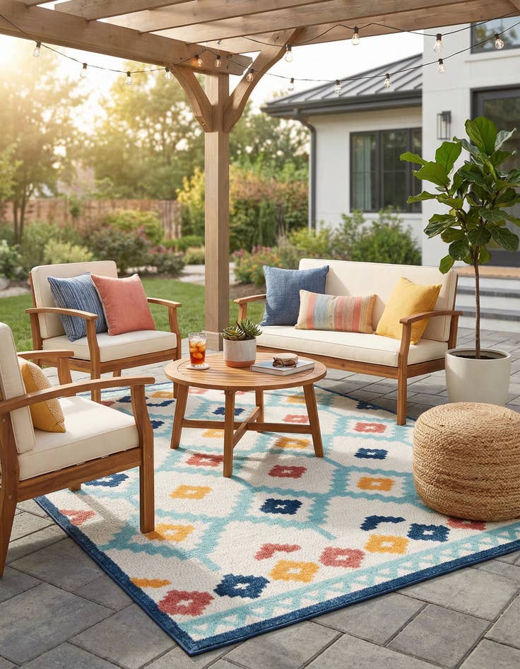 Detail image of 7' 10 x 10' Easy-Clean Belize Indoor / Outdoor Rug