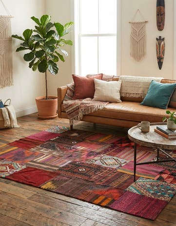 5' x 6' 5 Hand Woven Kilim Patchwork Wool Rug