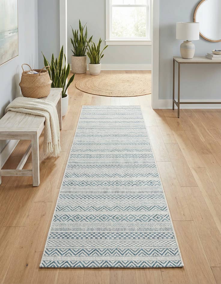 Detail image of 2' x 6'  Washable Striped Indoor / Outdoor Runner Rug