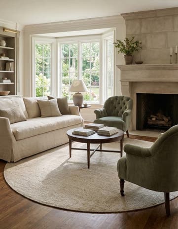 6' 1 x 6' 1 Hand Woven Jill Zarin English Manor Wool Round Rug