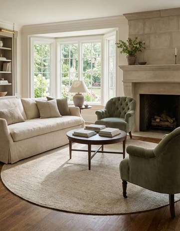 6' 1 x 6' 1 Hand Woven Jill Zarin English Manor Wool Round Rug