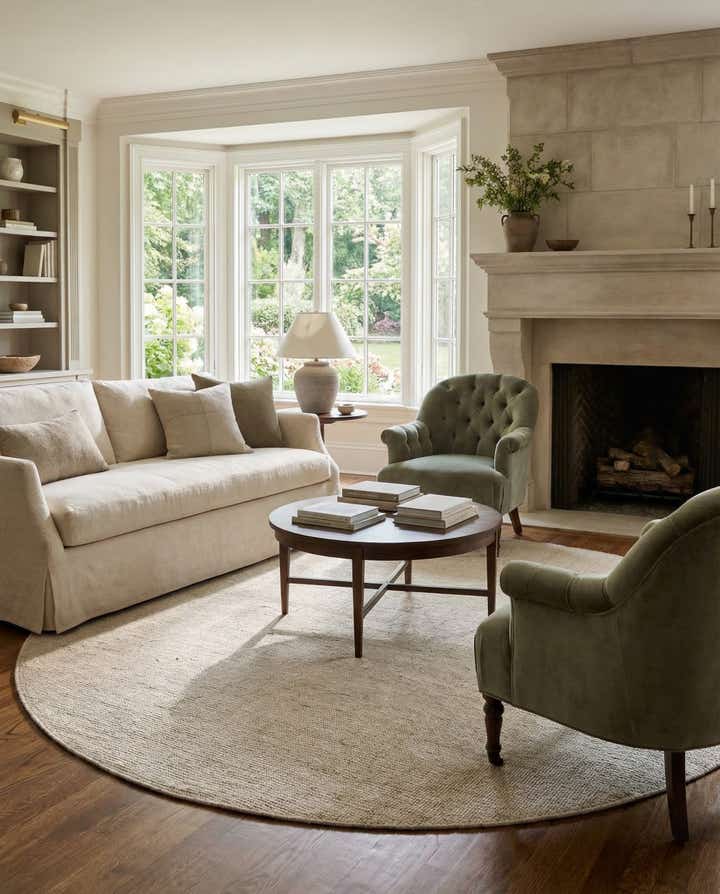6' 1 x 6' 1 Hand Woven Jill Zarin English Manor Wool Round Rug