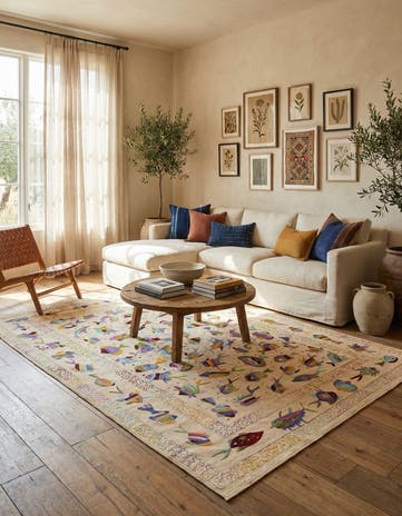 6' 4 x 9' 5 Hand Woven Kilim Suzani Wool Rug