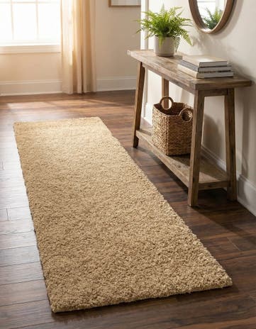 Khaki Soft Solid Shag Runner Rug