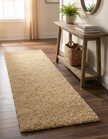 Khaki Soft Solid Shag Runner Rug