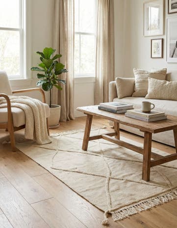 3' 4 x 4' 9 Hand Knotted Moroccan Wool Rug
