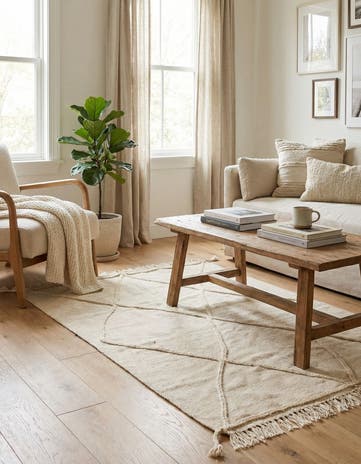 3' 4 x 4' 9 Hand Knotted Moroccan Wool Rug