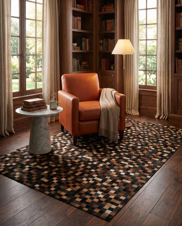 5' x 8' Cowhide Leather Rug