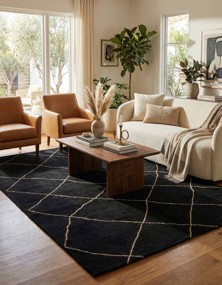 Detail image of 6' 5 x 10'  Hand Knotted Moroccan Wool Rug