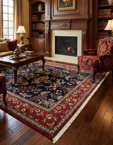 4' 9 x 6' 9 Hand Knotted Qom Persian Rug