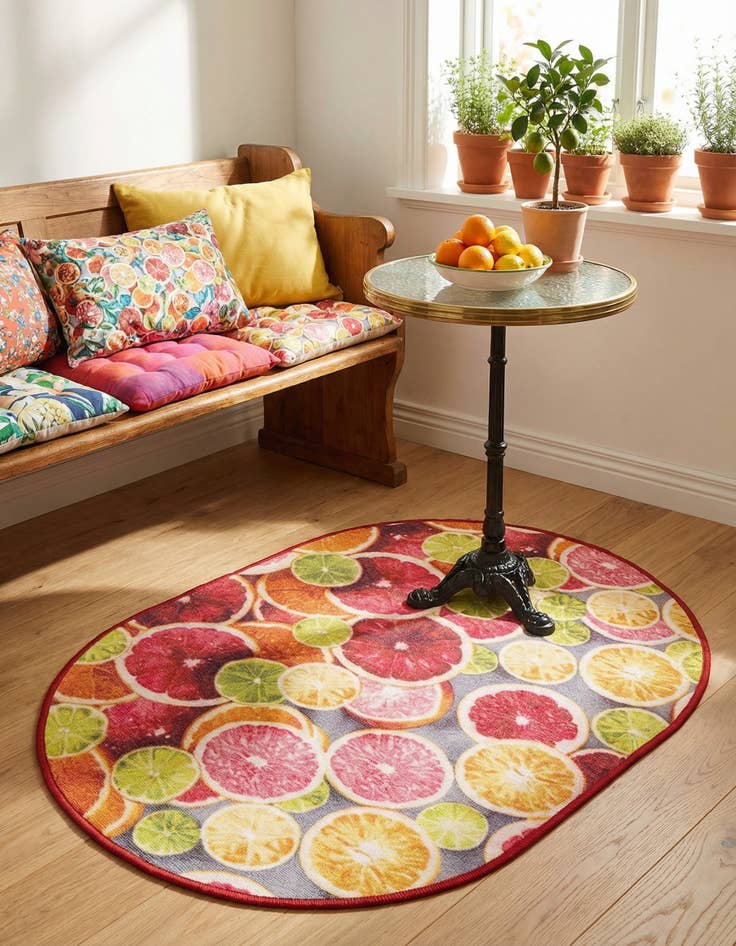 Detail image of 2' x 3' 1  Washable Jill Zarin Caribbean Indoor / Outdoor Oval Rug