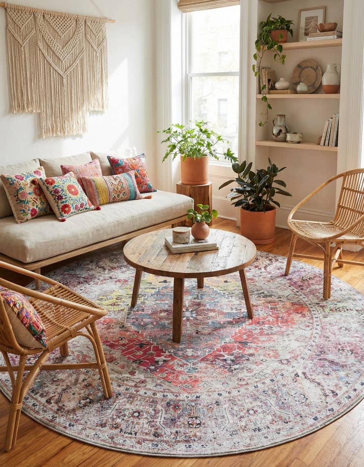 Detail image of 7' 10 x 7' 10  Washable Yara Round Rug