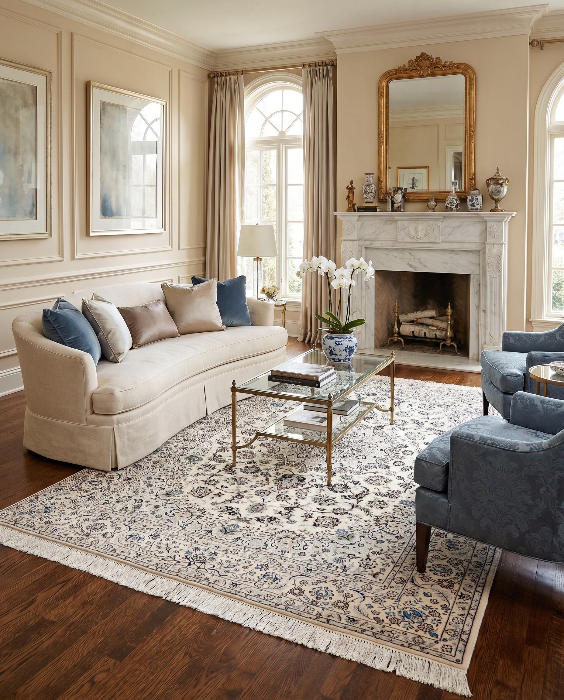 4' 11 x 8' 4 Hand Knotted Nain Rug