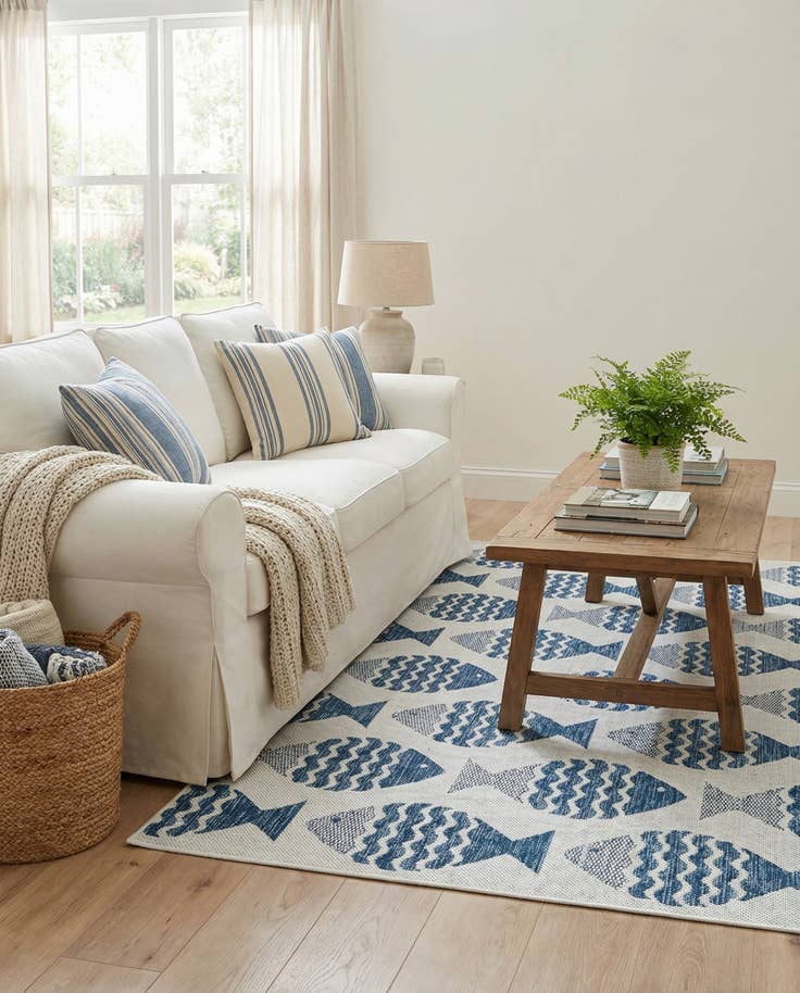 Detail image of 4' x 6' Easy-Clean Coastal Indoor / Outdoor Rug