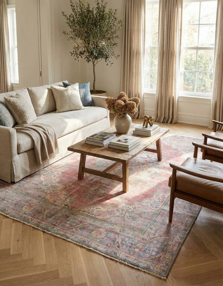 Detail image of  6' 7 x 9' 5  Hand Knotted Ultra Vintage Persian Wool Rug