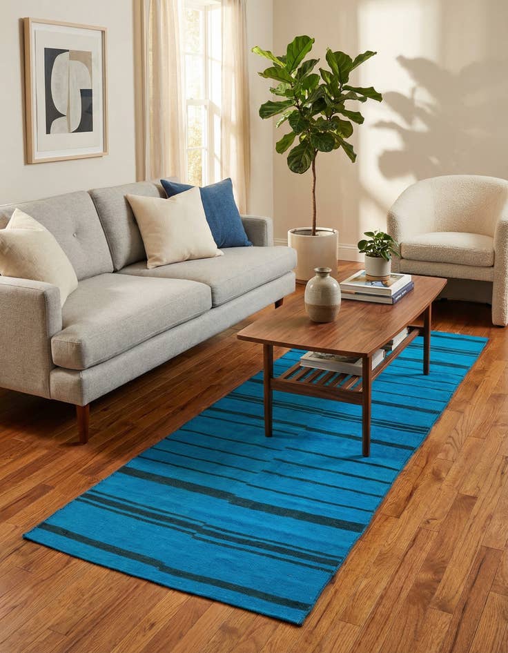 Detail image of 2' 8 x 7' 9  Hand Woven Kilim Modern Wool Runner Rug