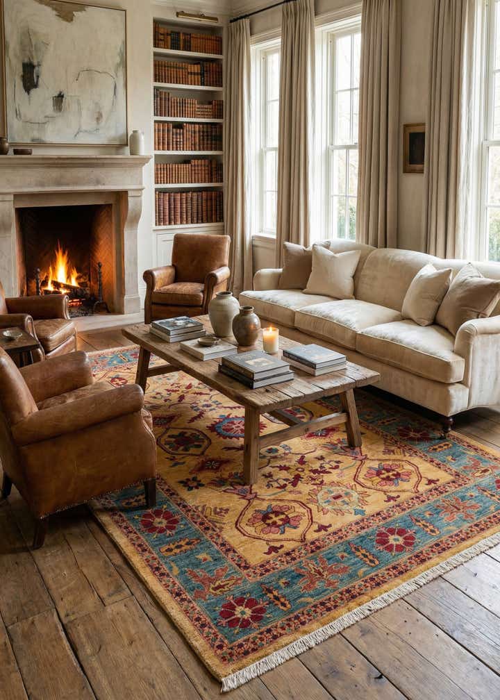 6' 8 x 9' 6 Hand Knotted Ziegler Wool Rug