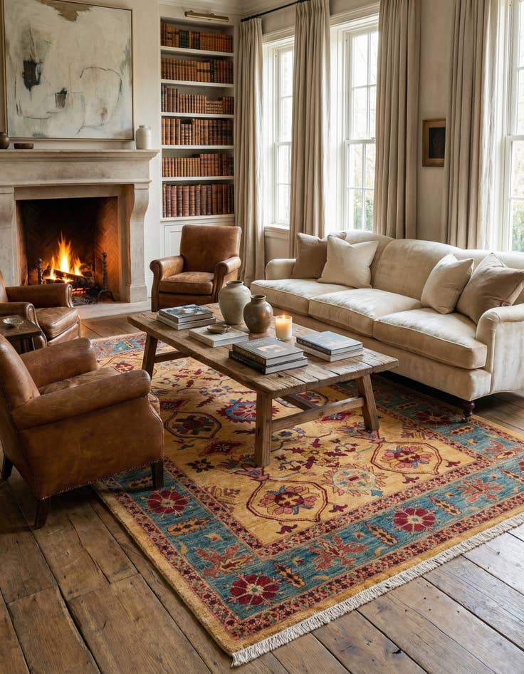 Detail image of 6' 8 x 9' 6 Hand Knotted Ziegler Wool Rug