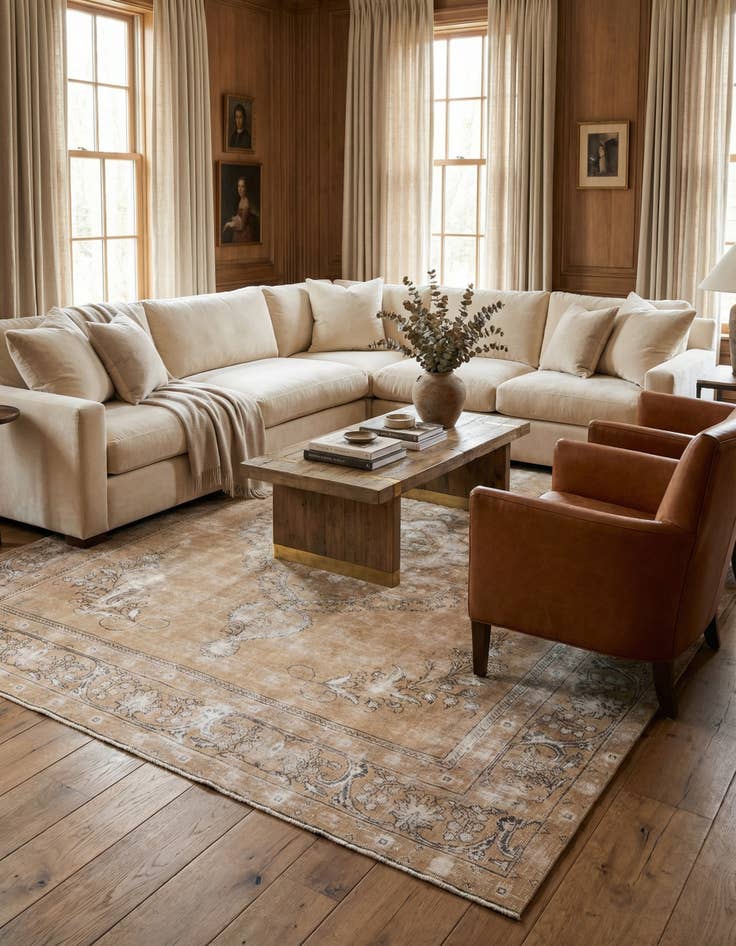 Detail image of 9' 4 x 12' Hand Knotted Ultra Vintage Persian Wool Rug