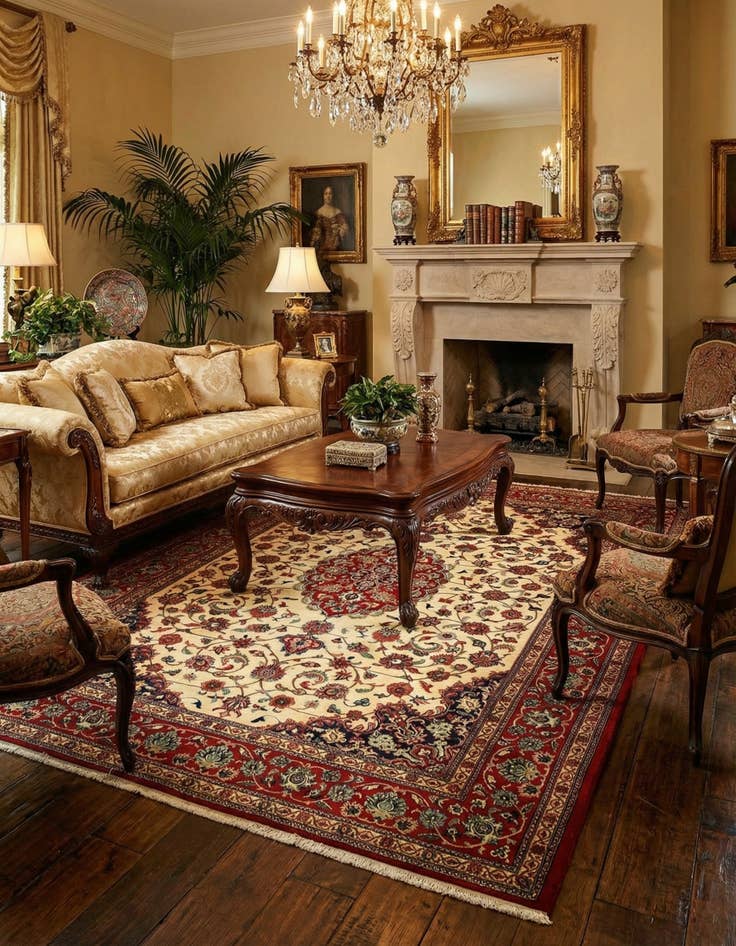 Detail image of 6' 10 x 9' 7 Hand Knotted Qom Persian Rug