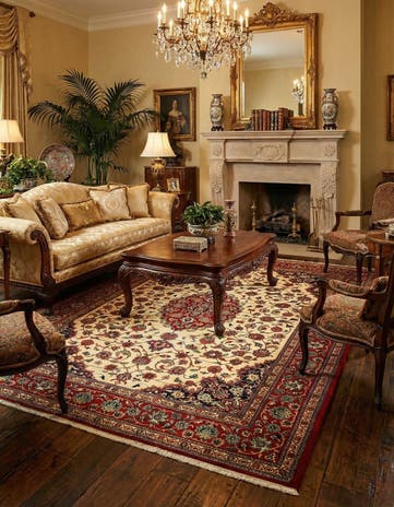 6' 10 x 9' 7 Hand Knotted Qom Persian Rug