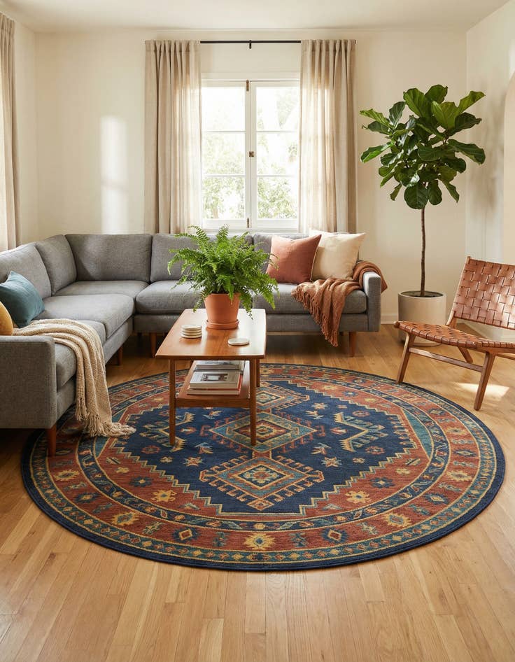 Detail image of 7' 10 x 7' 10  Washable Belize Indoor / Outdoor Square Rug