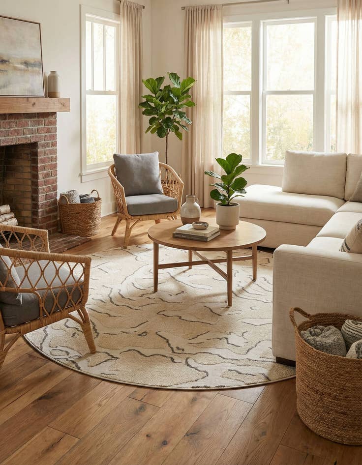 Detail image of 10' x 10' Easy-Clean Sabrina Soto Indoor / Outdoor Round Rug