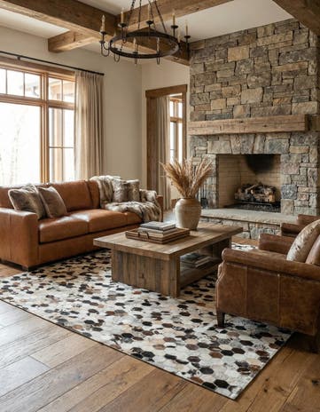 5' 1 x 8' Cowhide Leather Rug