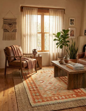 3' 5 x 5' Hand Woven Kilim Waziri Wool Rug