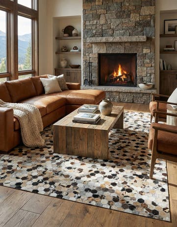 5' 1 x 8' Cowhide Leather Rug