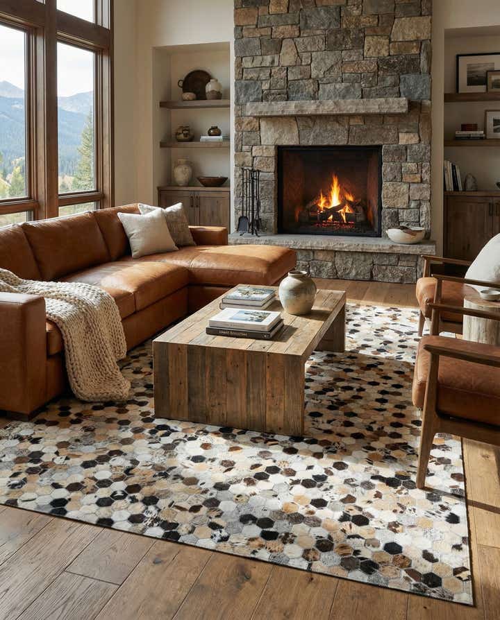 5' 1 x 8' Cowhide Leather Rug