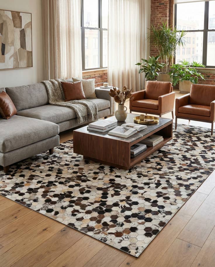 Detail image of 5' x 8' Cowhide Stocks Rug