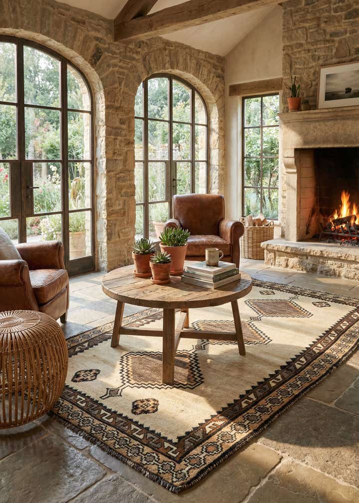 3' 9 x 7' Hand Knotted Shiraz-Gabbeh Persian Wool Rug