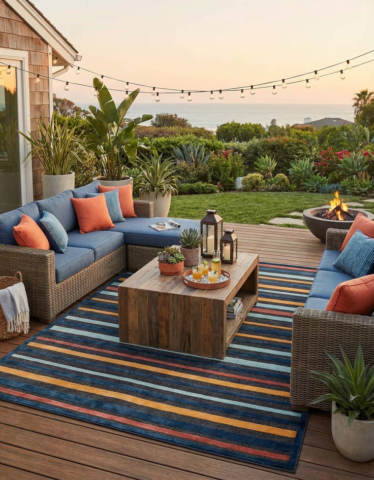 Detail image of 9' x 12'  Washable Belize Indoor / Outdoor Rug